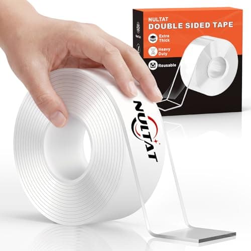 NULTAT Double Sided Tape Heavy Duty, Nano Reusable, Removable, Washable Double Stick Tape for Wall, Multipurpose Clear Adhesive High Temperature Tape 1.18" x 120"(10 Feet) - Image 1