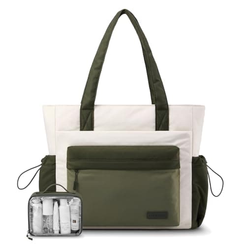 LOVEVOOK Tote Bag for Women, Puffer Work Tote with Zipper, Compartments, Travel Handbag for Nurse, Teacher, Daily Use, Gym - Image 1