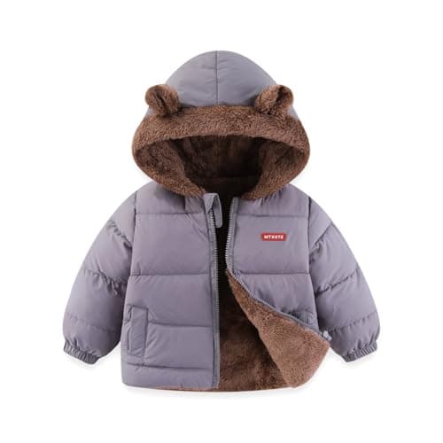 JiAmy Baby Winter Fleece Coat Kids Boys Jacket Outwear Girls Padded Clothes Grey 5-6 Years - Image 1