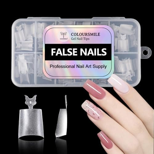 COLOURSMILE Short Coffin Half Cover Nail Tips - 216Pcs Matte Gel Tips, No C Curve Pre-buffed (No Filing), 12 Sizes for Salon-Quality DIY Extension - Image 1