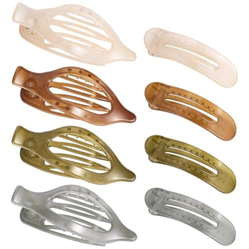 8 PCS Flat Hair Clips, 4 Colors Flat Claw Clips 2 Styles Hair Claws for Women Girls Medium Hair Volume - Image 1