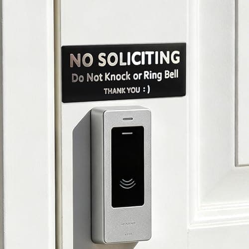 No Soliciting Sign for House, Do Not Knock or Ring Bell, No Solicitors Sign for Front Door, 5.12× 2 Inch Aluminum Metal with Strong Adhesive Tape, Modern Design for Home Office Walls, Windows - Image 1