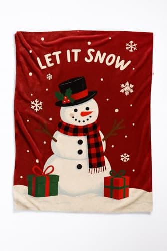 Carastora Christmas Snowman Flannel Holiday Blanket Measures 40x50in and is Perfect for use on The Sofa, Bed, or During picnics. Warm and Lightweight, Making it an Ideal Gift and Home Decoration. - Image 1