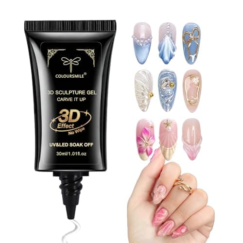 COLOURSMILE 4 in 1 No Wipe 3D Nail Sculpting Gel 30ml - Clear Gel Glue for Nail Tips, Chrome Powder, Charms Gems, Drawing & DIY Christmas Nail Art Lamp Curing Needed - Image 1