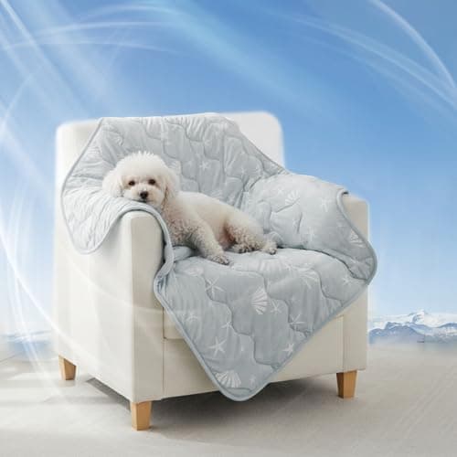 NWK Dog Cooling Blanket, Q-Max>0.345, Ice Silk Cool to Touch Material, Reversible Breathable Bed Cover, Furniture Protector Couch Sofa for Summer, Machine Washable (Misty Gray, 30'' X 40'') - Image 1