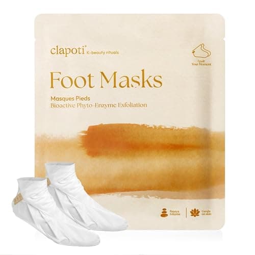 CLAPOTI Korean Enzyme Exfoliating Foot Masks, 1 Pack — Smoother Feet in One Use, Gentle Non-Peeling, 99% Natural Papaya & Pineapple, Vegan, for Rough Cracked Feet
