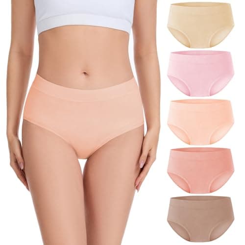 Migbean Viscose Bamboo Women Luxury Underwear Silky Comfy Ultra Soft Briefs Stretch Mid Waist Panties 5 Pack - Image 1
