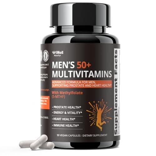 Multivitamin for Men Over 50 with CoQ10, Methylfolate, Saw Palmetto, Minerals, K2 MK-7 - Energy, Heart Health, Prostate Health & Immune Support* - Third-Party Tested, Vegan Capsules, 90 Count - Image 1