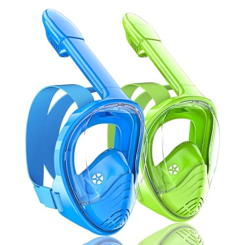 QingSong Kids Snorkel Mask Full Face, Snorkeling Set with Camera Mount, 180 Degree Panoramic View Snorkeling Gear Anti-Fog Anti-Leak - Image 1