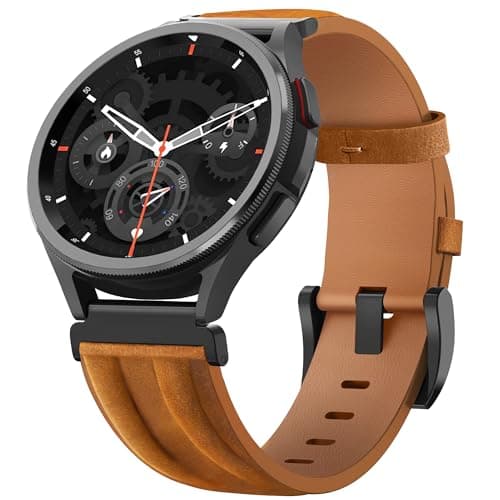 Leather Band Compatible with Samsung Galaxy Watch Ultra 47mm/Watch 8 7 6 5 4 FE 40mm 44mm/Watch 8 6 4 Classic/Watch 5 Pro, Premium Top Grain Leather Strap with Rugged Stainless Steel Connector for Samsung Watch Bands Men & Women - Image 1