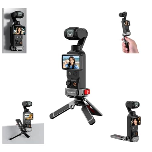 Flymile Pocket 4/3 Magnetic Mini Tripod Mount, Metal Cage Clamp Frame with Mantis Hook Stand, Cold Shoe& 1/4" Screw for DJI Osmo, 180° Adjustable Expansion Adapter Holder for Xtra Muse Accessories