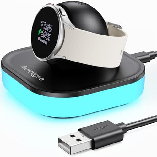 Charger Stand for Samsung Galaxy Watch Charger, Magnetic Nightstand Mode Charging Stand with Light & USB Cable for Watch 8/8 Classic/Ultra (2025)/Ultra/7/6/6 Classic/5/5 Pro/4/4 Classic/3/Active/FE - Image 1