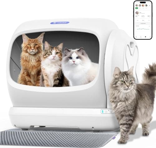 Robotail XXXL Self-Cleaning Cat Litter Box, 106L Extra-Large Automatic Cat Litter Box for Multiple Cats, Safety Sensor/Anti-Pinch Patent/Smart APP Control/Low Entrance/Double-Layer Defense/Easy Clean