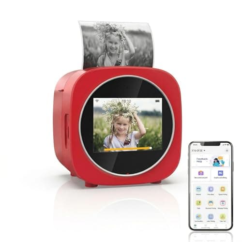 PURZOT Smart AI Voice Sticker Printer Box with APP & WiFi, 4 Pattern Modes, Portable Sticker Box for Home, Office, Study & DIY Projects, 4 Rolls Paper Included,red