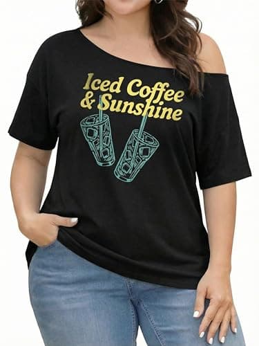 BLANCHES Plus Size Off The Shoulder Top for Women,Going Out Y2k Tops Outfits Cute Sexy Summer Oversized Fashion Casual Blouse Tunic - Image 1