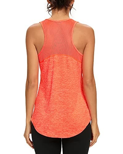 Quccefods Workout Tank Tops for Women Sleeveless Athletic Yoga Shirts Mesh Racerback Tank Tops Gym Workout Clothes Orange - Image 1
