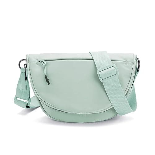 Fashion Crescent Moon Bag For Women & Men - Medium Nylon Shoulder Bag With Adjustable Strap, Lightweight & Foldable Design (A-Mint) - Image 1