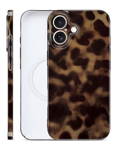 Aitipy Magnetic Tortoise Shell Phone Case for iPhone 15 Pro, Compatible with MagSafe, Cute Leopard Print Fashion Aesthetic Soft TPU Slim Shockproof Protective Phone Cover for Women Girls - Image 1