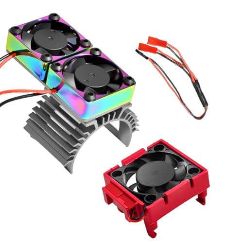 Fraizoe RC VXL-3s ESC Cooling Fan and Motor Cooling Fan 28000 RPM Dual Fan Set for 1/10 Traxxas Slash 4x4 Stampede 4x4 Rustler 4x4 VXL Hoss 4×4 Velineon VXL 3s Heat Sink Replace #3340, Grey & Red