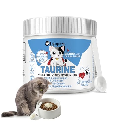Dapoprren Taurine for Cats with 30% Whole Goat Milk, 0% Maltodextrin Iron-Free Cat Taurine Supplement for Cardiac & Vision Support, Hydrolyzed Protein Amino Acid Powder for Picky Felines - 200g - Image 1