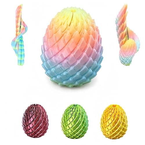 JimSeiSei 3D Printed Fidget Toy, Twisty Dragon Eggs, Spiral Slippery Egg Fidget Toy, Stress Relief Sensory Desk Toy for Adults and ADHD, Rotating Focus Anxiety Relief Pocket Toy (Glow) - Image 1