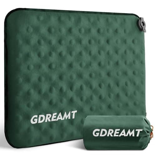GDREAMT Inflatable Seat Cushion, Self-Inflating Memory Foam Stadium Seats Cushion Lightweight & Compact Chair Sitting Pad Airplane Cushion for Long Flight Travel Outdoor Camping Car Bleachers Office - Image 1