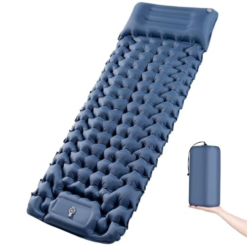 Camping Sleeping Pad, Ultra Lightweight & Compact Camping Mattress for Indoor & Outdoor, Portable Sleeping Mat with Built-in Foot Pump & Pillow for Backpacking, Hiking, Traveling,Tent,Garden