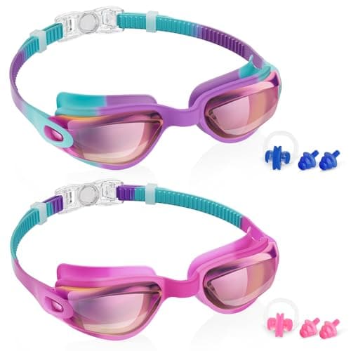 Aegend Swim Goggles for Kids Youth 3-14 Anti-Fog Anti-UV Comfort Fit Goggles for Swimming - Image 1