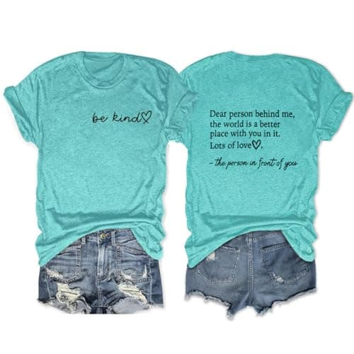 Be Kind Womens T Shirts Cute Graphic Blessed Shirt Kindness Short Sleeve Tees Funny Inspirational T-Shirt Teacher Tops A-Light Green - Image 1