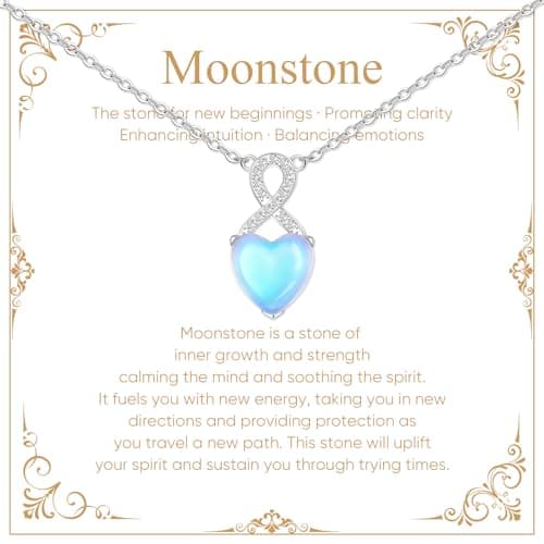 925 Sterling Silver Moonstone Necklace New Beginnings, Moonstone Jewelry June Birthstone Necklace for Women, Inspirational Graduation Gifts for Sister Daughter Best Friend Birthday Gifts Ideas