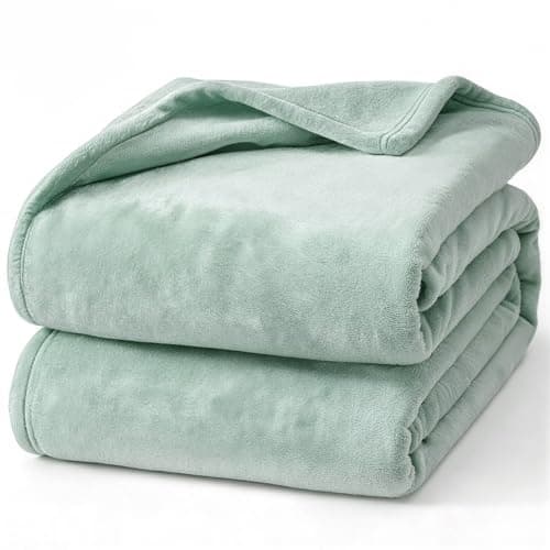 Hansleep Fleece Celadon Queen Blanket, Super Soft Flannel Fuzzy Plush Cozy Blanket for All Seasons, Celadon, Queen 90x90 Inches - Image 1