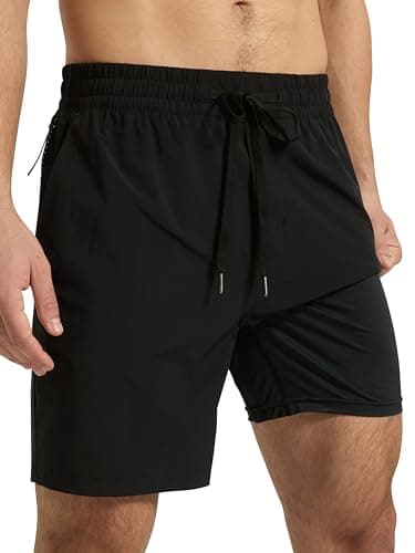 Arcweg Mens Swim Trunks 7 inch Quick Dry Bathing Suits Casual Swimwear for Men with Mesh Liner & Zipper Pocket Black - Image 1