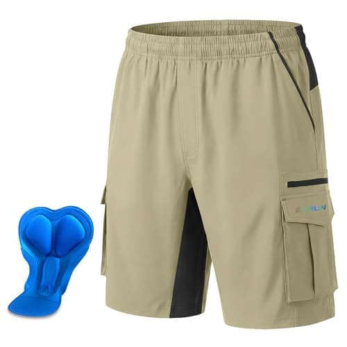 Men's Mountain Bike Shorts 3D Padded Bicycle Biking Shorts Quick Dry Lightweight MTB Cycling Shorts (Khaki, S)