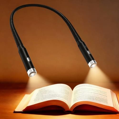 LED Neck Reading Light, 3-Color & 3-Brightness Adjustable Bendable Neck Light, USB Rechargeable Book Light for Reading in Bed, Knitting, Crochet, Camping, Working, Book Lovers Gifts (Black) - Image 1