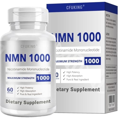 CFUKING NMN 1000mg Per Serving Maximum Strength - 99% Pure NMN (Nicotinamide Mononucleotide), Stabilized NMN 1000mg - 60 Veggie Capsules - Image 1