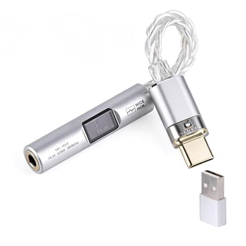 NK1 MAX USB C to 3.5mm Female Headphone Jack Adapter, Hi-Res 32bit/384KHz USBC to Aux Audiophile DAC Dongle Adapter with Silver-Plated OCC Cable, Compatible with iPhone 16/Android/Tablet/PC(Silver) - Image 1