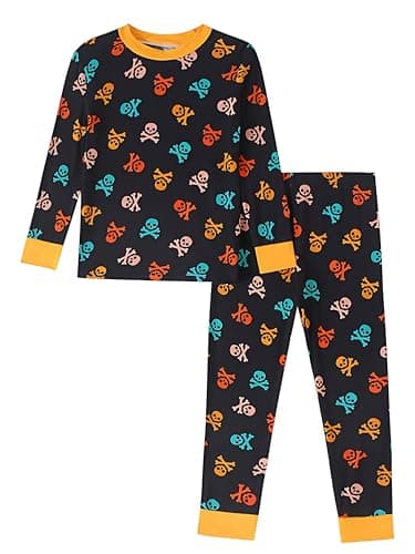 Joonberry Toddler Kids Soft Bamboo Viscose Long Sleeve Top and Pants Cloth Set–2-Piece 2-8Y Boys Girls Outfit(Skull,4-5Y - Image 1