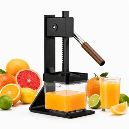 Kundita Premium Aluminum Manual Citrus Juicer, Heavy Duty Hand Squeezer for Fresh Orange Lemon Lime Juice, Perfect for Health Enthusiasts & Home Wellness Kitchens, Black