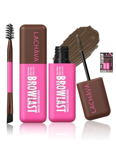 2 Pack Eyebrow Tint and Setting 2 in 1 Fluffy Volumizing Brow Mousse Kit, All Day Hold Brow Dye Gel with Brush For Natural Full-Looking Eyebrow Makeup, Ash Brown - Image 1