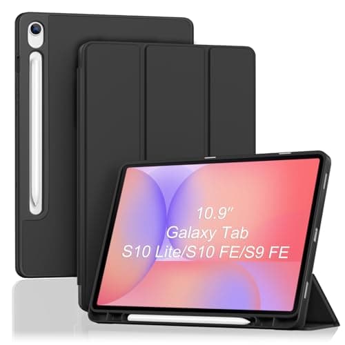 ProCase Smart Case for Galaxy Tab S10 Lite/S10 FE/S9 FE 10.9-Inch with S Pen Holder, Trifold Stand Folio Cover with Soft TPU Back for 10.9" Galaxy Tab S10 Lite/S10 FE/S9 FE -Black