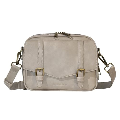 buyborgood Women‘s Anti Theft RFID Blocking Small Vegan Leather Crossbody Bag Travel Purse With Built In Wallet Messenger Bag, Vintage Gray