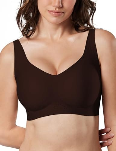 Tarbo Push Up T-Shirt Sleep Bra for Women – No Underwire Wireless Seamless Bralette with Jelly Lift, Full Coverage Back Smoothing Support for Sleep, Yoga & Comfort Everyday Wear Coffee 3XL