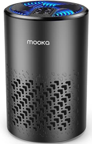 Air Purifiers for Bedroom Home, MOOKA HEPA Air Purifier for Home Pets with Fragrance Sponge for Smoke Dust Pollen Dander Odor, Small Air Purifier with Sleep Mode Night Light Timer, KJ067L, Black - Image 1