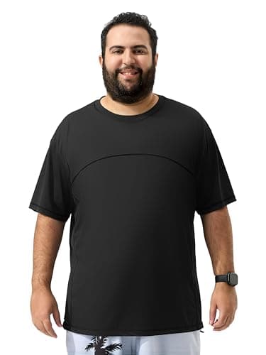 Arcweg Mens Big and Tall Swim Shirt UPF 50+ Sun Protection Rash Gard T-Shirt Quick Dry XL-6XL Black - Image 1