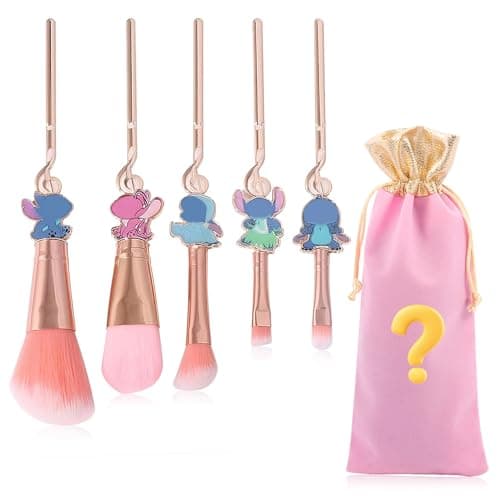 Cute Cartoon Girl-Themed 5-Piece Makeup Brush Set – Premium Synthetic Bristles for Foundation, Blending, Face Powder, Blush, Concealer & Eye Shadow - Image 1