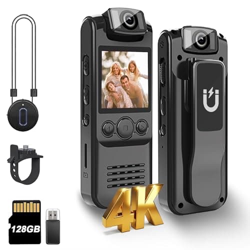 SixBondsCam 4K Body Camera with Audio and Video Recording, 128GB Wearable Mini Body Cam with Magnetic Clip, Hands-Free POV Camera for Work, Cycling, Travel, Driving & Daily Recording - Image 1