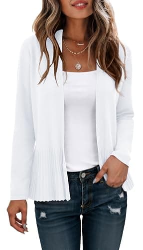 CZYINXIAN Womens Casual Soft Drape Fall Cardigan Trendy Lightweight Long Sleeves Cropped Cardigan Sweaters(White, XX-Large) - Image 1