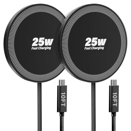 WayLite 25W Wireless Charger for MagSafe, Magnetic Fast Charging Pad for iPhone 17/16/15/14/13/12 Series & AirPods, Strong Magnet, Portable Wireless Charger for Travel Home Office (Black, 10FT) - Image 1