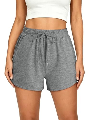 KISSMODA Women's Lounge & Casual Sweat Shorts, Soft High Waist Shorts for Home,Summer with Pockets, Travel and Beach Vacation Ashes S - Image 1