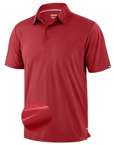 G Gradual Mens Golf Shirt Short Sleeve Dry Fit Moisture Wicking Performance Lightweight Athletic Grid Summer Collared Polo Shirts for Men(Red,X-Large) - Image 1